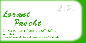 lorant pascht business card